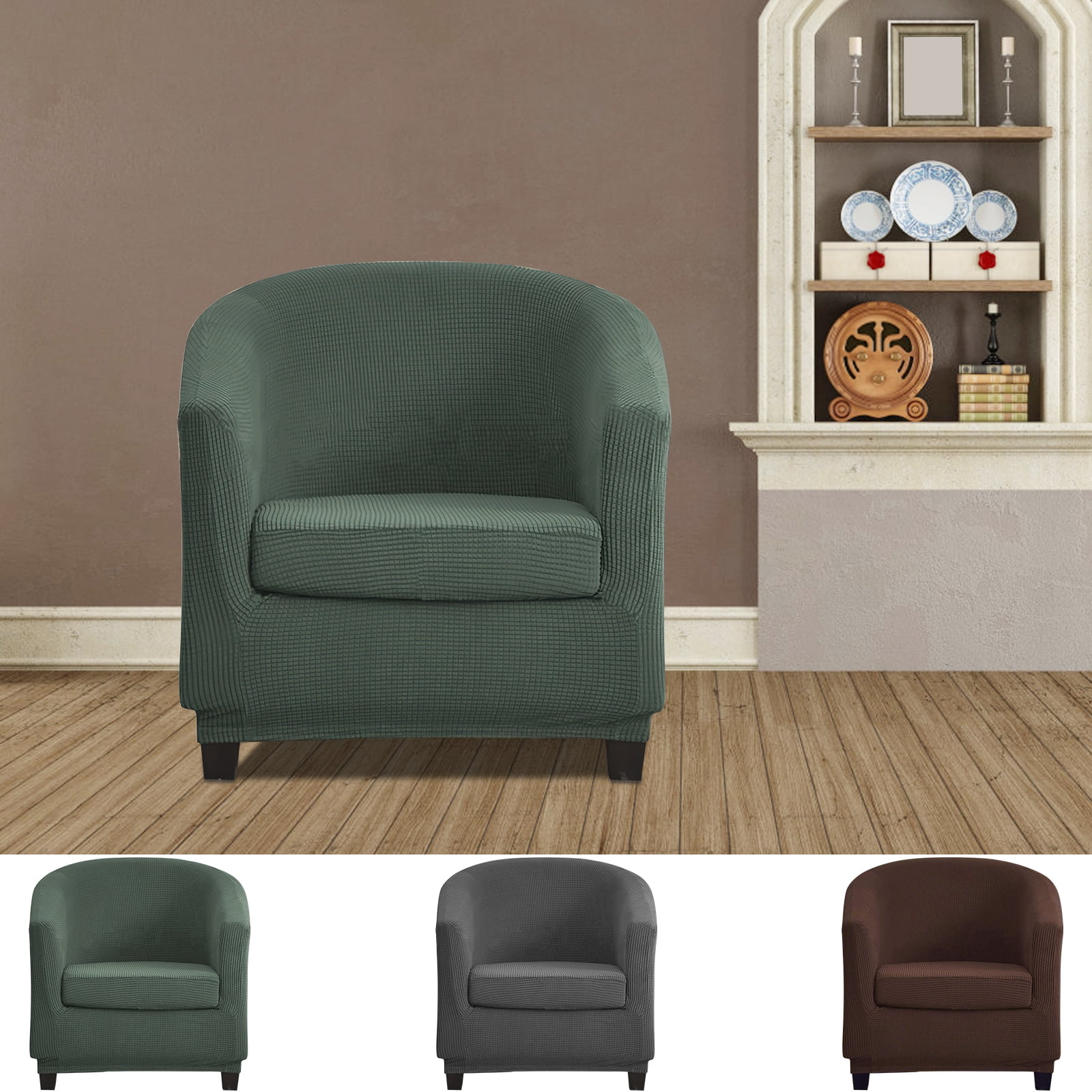 2 Pcs Chair Slipcover with Seat Cushion Cover Washable Polyester Sofa Chair Cover Universal Couch Protector for Home Living Room Bedroom Office