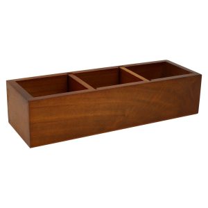 Wood Tea Bag Organizer With 2 Movable Dividers Large Capacity 3 Slots Tea Bag Holder Versatile Easy To Clean Tea Bag Storage Container for Kitchen Office Countertop