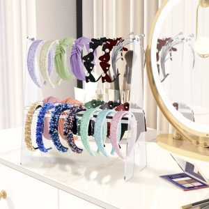 Headband Holder Headband Organizer Large Capacity Easy to Install Acrylic Headband Holder Solid Headband Display Stand Decorative Headband Storage Rack for Bedroom