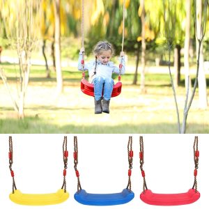 HOTBEST Trapeze Swing Seat, Replacement Single Swing Seat, Adjustable Ropes Plastic Bench Tree Hanging Swing For Children Garden Playground Backyard Outdoor 220lbs/100kg for 3-10 Years Kids Children