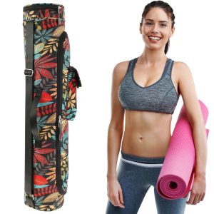 BUTORY Yoga Mat Bag Lightweight Nylon Yoga Mat Carrier Bag with Adjustable Shoulder Strap and Storage Pocket Portable Exercise Yoga Mat Storage Bag 29.92??6.3inch for Yoga Mat