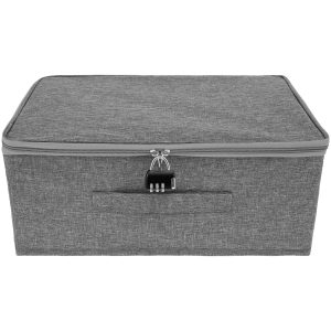 Clothing Storage Box with Zipper Lid Reusable Private Storage Box with Lock Foldable Fabric Storage Bin with Handle Large Capacity Toy Storage Organizer Case for Women Men Clothes