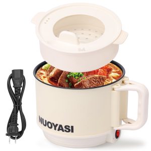 Electric Hot Pot with Over Heating and Dry Burning Protection Nonstick Electric Ramen Cooker 1.8L 450W Electric Pot Portable Hot Pot Electric Cooker for Ramen Steak Fondue Soup