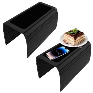 2 Pcs Sofa Arm Tray Easy Assembly Wood Couch Armrest Table Foldable Sofa Armrest Tray Table for Snack Phone Remote Beverage