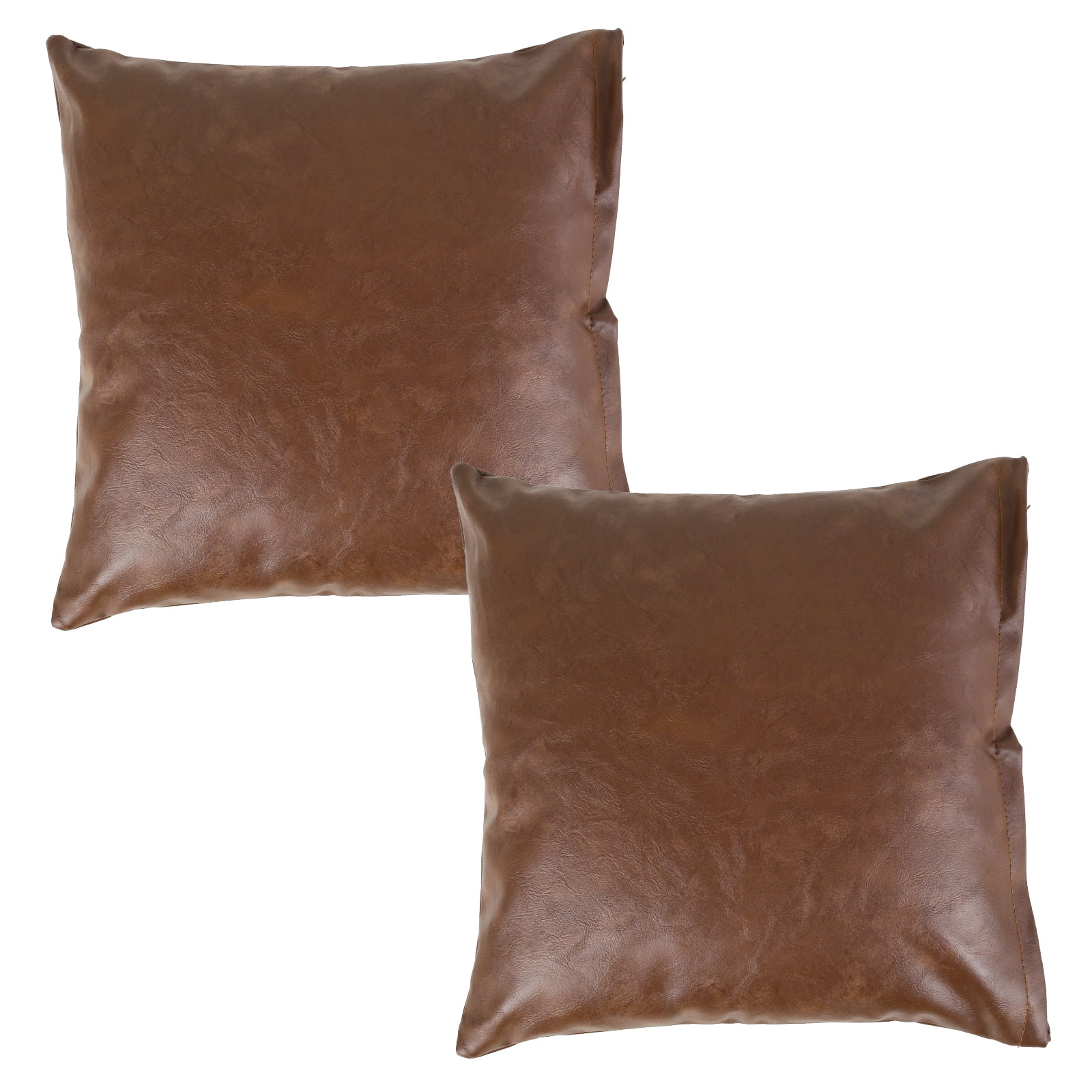 2Pcs Faux Leather Throw Pillow Cover Decorative PU Leather Pillow Cover Square/Rectangle Sofa Cushion Case Modern Throw Pillow Case with Hidden Zipper for Home Couch Sofa