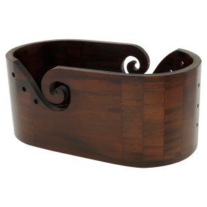 Wood Oval Shape Yarn Bowl Holder With Double Side Groove Large Capacity Knitting Yarn Bowl Versatile Crochet Storage Bowl for Crocheting Knitting Lovers