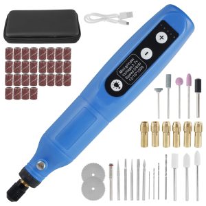 BUTORY Cordless Rotary Tool Adjustable Speed Mini Electric Grinder Rechargeable Handheld Engraving Pen with 5 Speed and LED Light for Sanding Polishing Drilling Carving