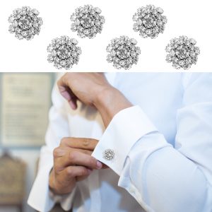 6 Pcs Rhinestone Button Cover Decorative Button Cover Clip Easy to Install Shirt Accessory for Women Men Clothing Wedding Party