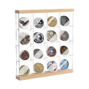 Acrylic Challenge Coin Holder with 16/24 Compartments Clear Challenge Coin Display Box Versatile Pin Display Case for Collectors