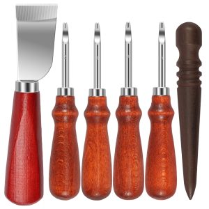 6 Pcs Leather Cutter Set Practical Leather Cutting Tool Set Including 4 Edge Bevelers Leather Cutting Tool Burnishing Tool Multipurpose Leather Working Tools for DIY Leather Craft