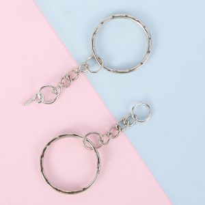 BUTORY 100Pcs Chain Keychain Rings 25mm Silver Key Chain Rings with Jump Rings & Screw Eye Pins for Organizing Keys Jewelry Making