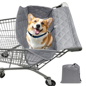 Pet Shopping Cart Cover Portable Quilting Dog Grocery Cart Cover with Storage Bag Machine Washable for Pet Dog