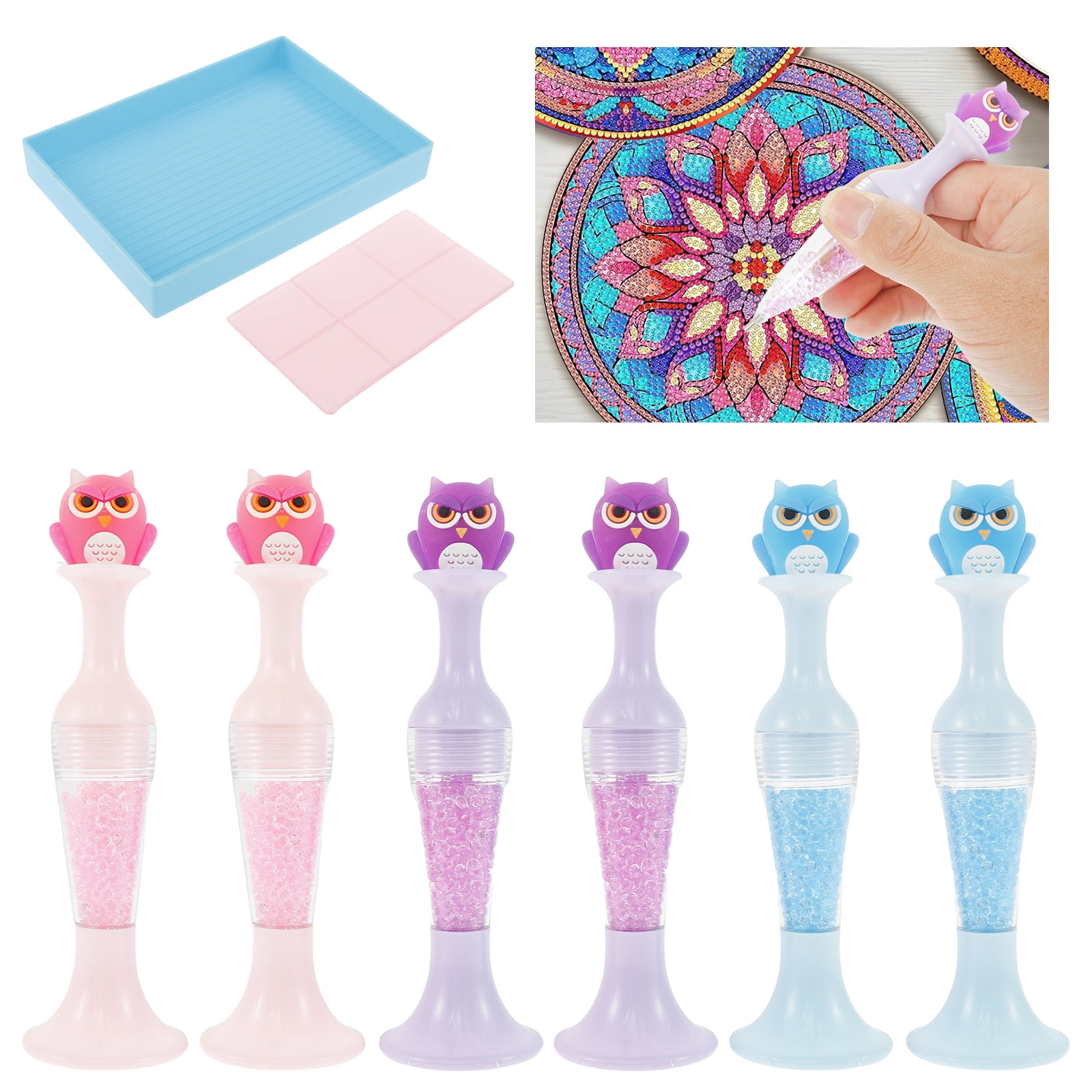 6 Pcs Diamond Art Pens with Diamonds Flower Pot Shape Point Drill Pen Comfort Grip Diamond Art Drill Pens Versatile Diamond Art Tools for Painting and Nail Art