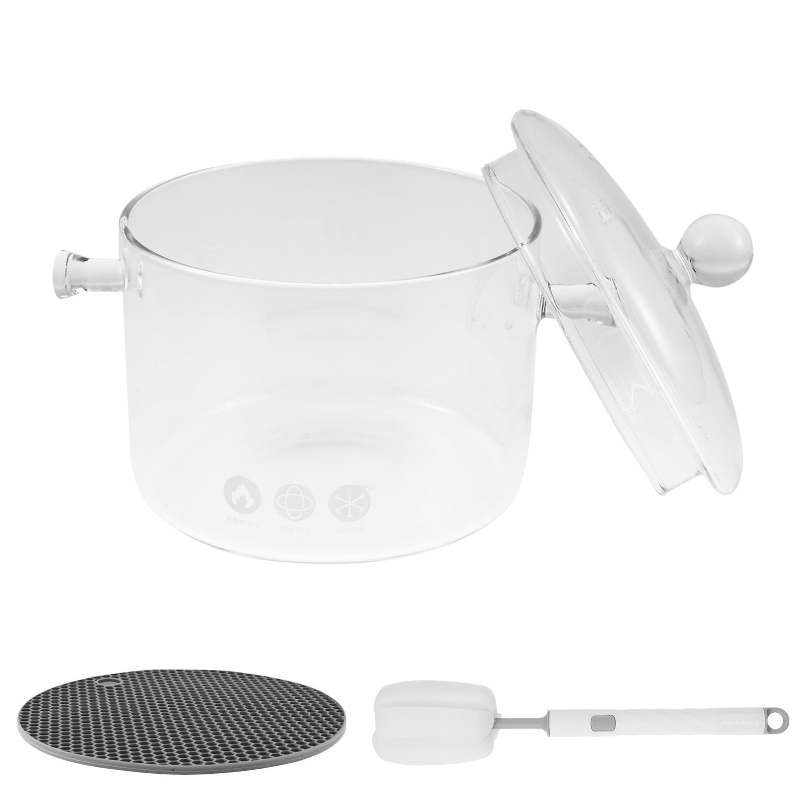 Clear Cooking Pot with Lid 1300/1900ml Non Stick Glass Simmer Pot Heat Resistant Stovetop Pan Cookware Set for Cooking Pasta Noodle Soup Milk