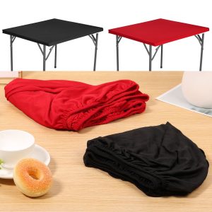 2Pcs Square Fitted Tablecloth Soft Square Fitted Table Cover with Elastic Strap Minimalist Square Tabletop Cover Removable Card Table Cover for Home Kitchens
