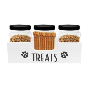 Wood Dog Treat Container Large Capacity Dog Food Storage Holder Practical Cat Treat Container Pet Accessories for Pet Food Storage