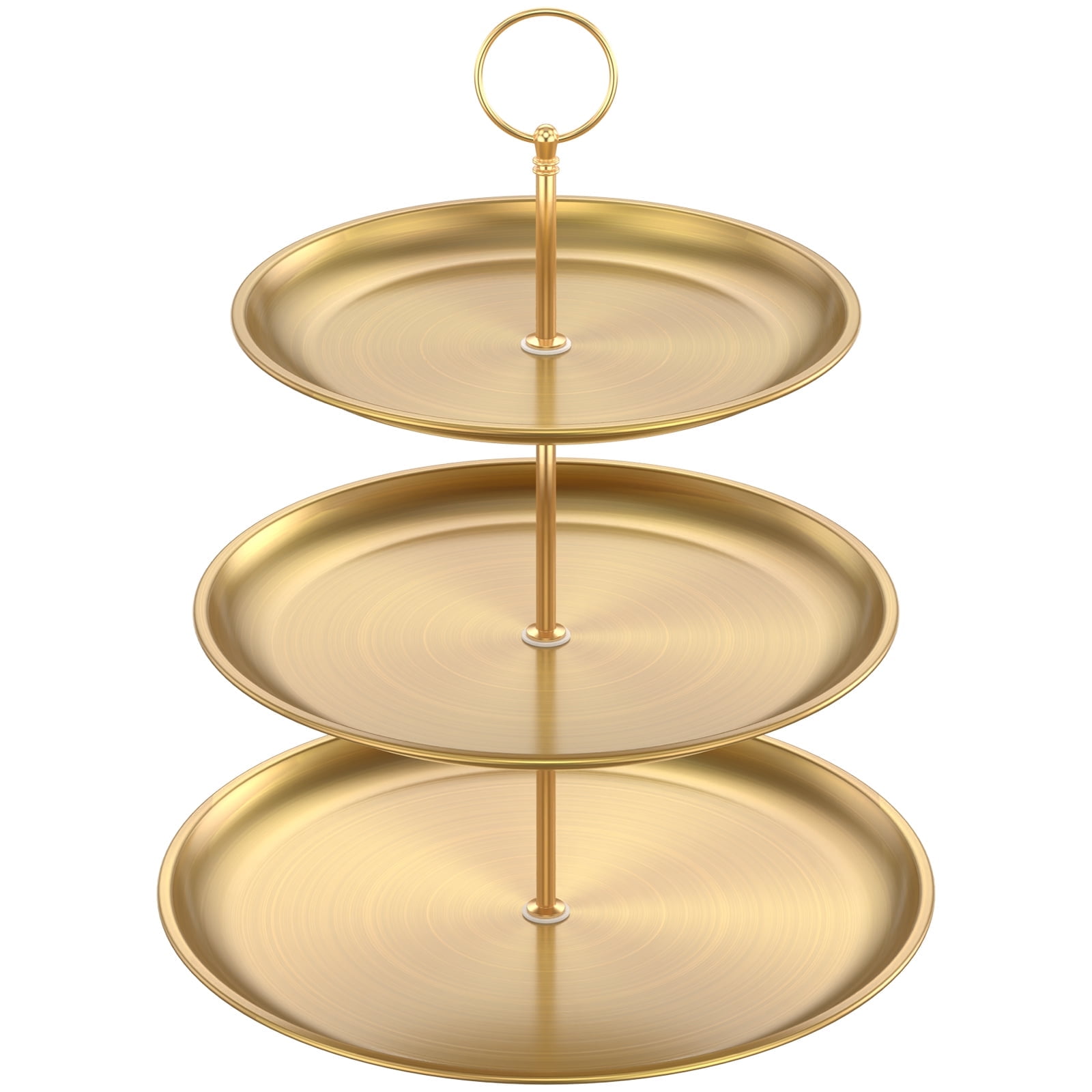 3 Tier Dessert Stand Stainless Steel Cupcake Display Tower Decorative Gold Round Cake Display Stand Metal Cupcake Table Tiered Stand Cupcake Tiered Serving Tray for Dessert Cupcake