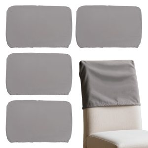 4Pcs Dining Chair Back Covers Elastic Polyester Chair Back Protective Cover Dustproof Backrest Slipcover Grey/Black for Home Office 19X11 inch