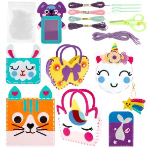 Felt Kid Sewing Kit Fun and Educational Beginner Sewing Kit with 8 Pattern and Basic Accessories for DIY Art Craft Girl and Boy