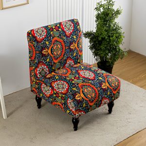 2Pcs Polyester Armless Accent Chair Cover Good Elasticity Armless Chair Protector Cover All Inclusive Sofa Slipcover for Hotel