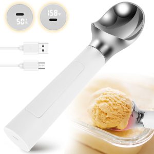 Heated Ice Cream Scoop Creative Professional Ice Cream Scoop Kit Safe Self Warming Spoon Convenient Rechargeable Icecream Scoop Set for Hard Ice Cream