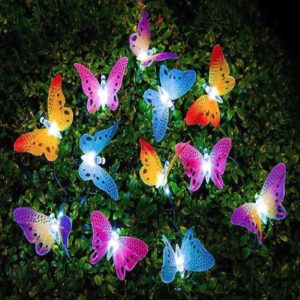 BUTORY Solar String Lights Outdoor, Color LED Fiber Optic Butterfly Lights String, LED String Lights, Waterproof LED Strand Lights for Garden, Christmas, Outdoor Lighting Decorations