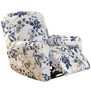 Stretch Recliner Slipcover with Pocket 4 Pieces Machine Washable Reclining Chair Slipcover with Elastic Bottom for Reclining Chair