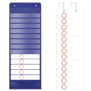 Daily Schedule Pocket Chart 14 Pockets Kids Scheduling Pocket Chart with 18 Reusable Erasable Cards Space Saving Classroom Hanging Pocket Chart for Classroom Office Home Preschool
