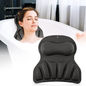 Bath Pillow Ergonomic Silicone Bathtub Pillow with Non Slip Suction Cups Comfortable Washable Bathtub Neck Support for Bathroom Tub