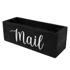 Mail Organizer Solid Tung Wood Mail Holder with 2 Slots Decorative Mail Basket for Countertop Multifunctional Letter Holder for Home Office Entryway Living Room