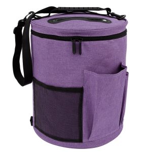 Knitting Bag Yarn Storage Practical Crochet Bag Organizer with Lid Portable Yarn Organizer Tote with Handle Stylish Crochet Bags with Shoulder Strap for Knitting Supplies Crafting