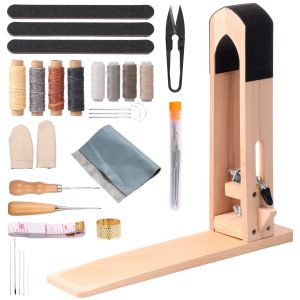 Leather Stitching Pony Practical Leather Sewing Pony Kit with Big Eye Needles Thread Awls Nail Files Universal Stitching Pony for DIY Leather Hand Stitching