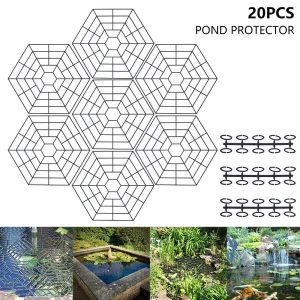 BUTORY 20PCS Pond Fish Guard Floating Net Hexagon Pond Floating Net Protectors Mesh Plastic Protective Cover UV-Resistant