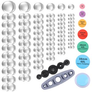 120Pcs Cover Button Kit with Tool 6 Size DIY Fabric Cloth Cover Button with Fabric Cutting Template for DIY Sew Craft