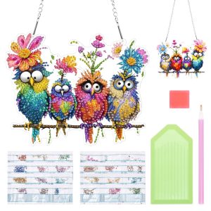 FYJUCPA Diamond Art Bird Window Pendant DIY Acrylic Diamond Art Wall Hanging Kit Double Sided Craft Decor for DIY Lover Present