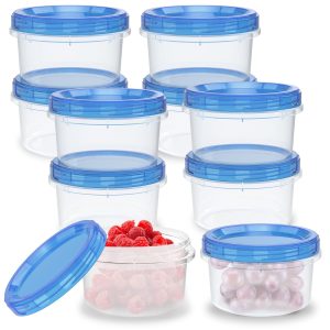 10Pcs Freezer Storage Containers Plastic Small Food Container Stackable Travel Soup Bowl with Sealing Lid Microwave Safe for Refrigerator