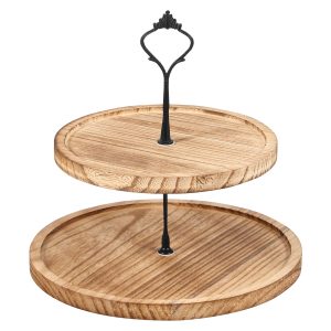 Wood Cupcake Stand 2 Tiers Wood Cupcake Holder Round Tiered Display Stand Detachable Cupcake Serving Tray Decorative Dessert Serving Stand Cookie Stand for Home Party Office