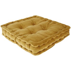 Square Floor Pillow Large Tufted Floor Cushion With Handle Wavy Edge Faux Velvet Fabric Pillow Seating With PP Cotton Filling for Living Room Balcony