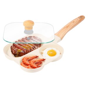 Square Divided Pan Multipurpose Sturdy Grill Skillet Steak Pan Anti Slip Aluminium Square Big Grill Skillet for Home Cooking