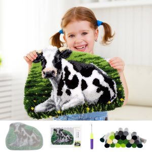 Latch Hook Kit for Adults Kids Cute Cartoon Animal Theme Latch Hook Rug Kits DIY Rug Making Kit Multipurpose DIY Latch Hook Kit for Decoration and Present 50x36cm