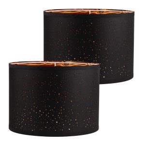2Pcs Black Lamp Shades Set 13inch Drum Lampshades with Hollow Out Design Assembly Required Replacement Lamp Cover Multifunctional Lamp Shades for Table Lamp Floor Lamps Chandelier