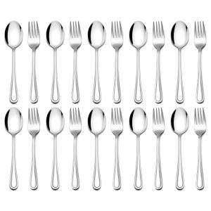 20 Pieces Kids Silverware Set, Stainless Steel Toddler Utensils, Childrens Safe Forks and Spoons, Kids Cutlery Set, Kid Utensils Set Includes 10 Forks, 10 Spoons
