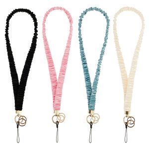 4 Pcs Scrunchies Lanyards for ID Badges Retractable Scrunchies Lanyard Multi Color Elastic Neck Straps for Office Card