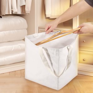 Triangle or Square Hanger Storage Bag with Handles Large Capacity Clothes Hanger Organizer Bag Foldable Clothes Hanger Organizer Holder for Space Saving White