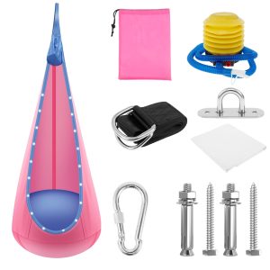 Pod Swing Seat With LED Light Strip Adjustable Comfortable Inflatable Hanging Hammock Versatile Easy to Install Light up Pod Swing for Indoor and Outdoor