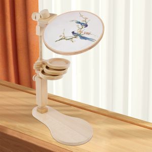 Embroidery Hoop Stand with Storage Trays Adjustable Embroidery Frame Stand Practical Cross Stitch Hoop Holder Sturdy Embroidery Hoop Frame for Sewing Arts Crafts Needlework