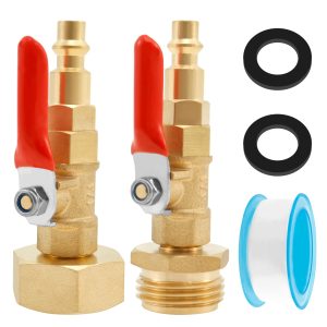 RV Winterize Blowout Adapter Brass RV Winterize Blowout Adapter Kit with 1/4" Quick Connect Plug and 3/4" Garden Water Hose Threading for RV Boat Camper Trailer