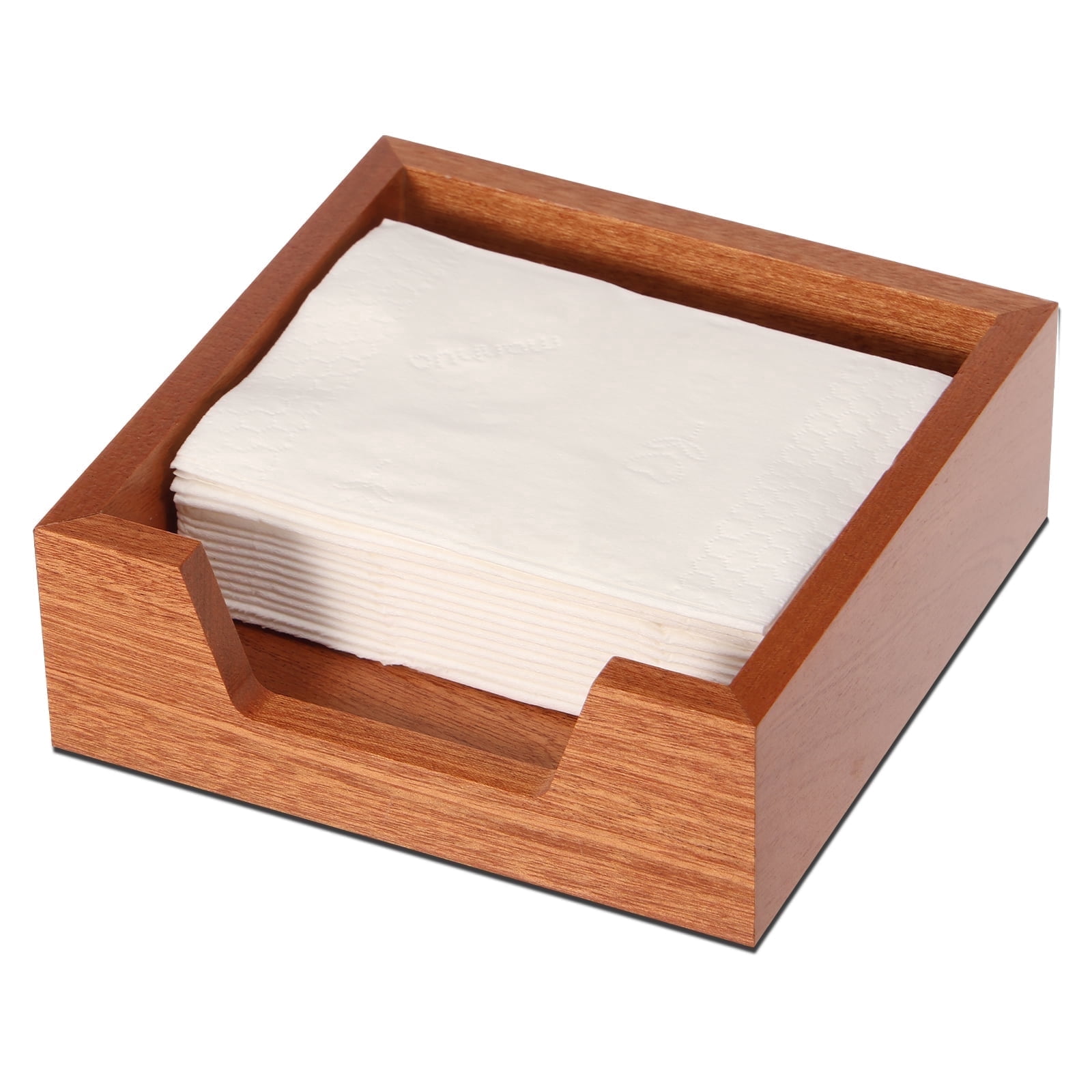 LINFANG Wood Napkin Holder for Table Square Paper Napkin Dispenser with Side Large Opening for Home Kitchen Dining Tabletop Decor