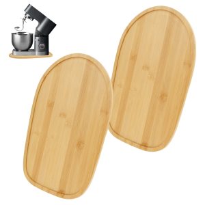 2Pcs Mixer Slider Mat Compatible with 4.5 to 5 QT Mixer Bamboo Blender Mover Slider Pad Smooth Kitchen Appliance Sliding Mat for Countertop