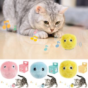 BUTORY Cats Interactive Chirping Balls Kitten Refillable Catnip Toys Cat Kicker Toys with 3 Lifelike Animal Chirping Sounds Frog Cricket Bird